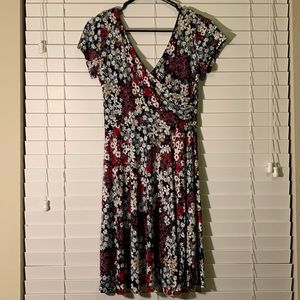 Kaileigh Faux Wrap Medium Blue Floral Dress
